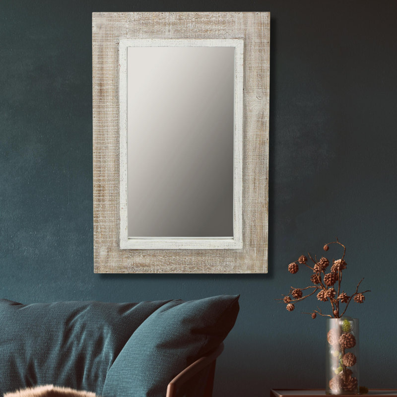 Miroir de commode biseauté rustique Basford, Gris