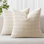 Paquet de 2 housses de coussin décoratif en velours côtelé 18 x 18 pouces Boho à rayures décoratives pour maison de campagne moderne pour canapé-lit de salon blanc crème