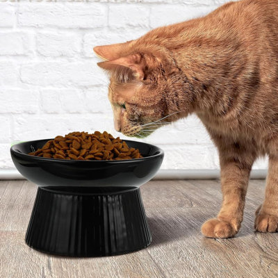 2 Pcs Ceramic Slow Feeder RaisedCat Food Bowl Elevated Cat Bowls Dry Wet Food for Cats and Dogs