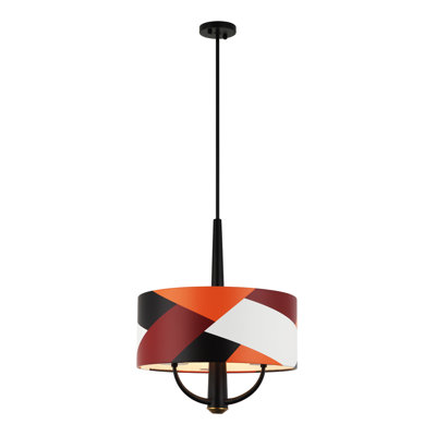 Patchwork - Luminaire suspendu - noir / laiton satiné / patchwork
