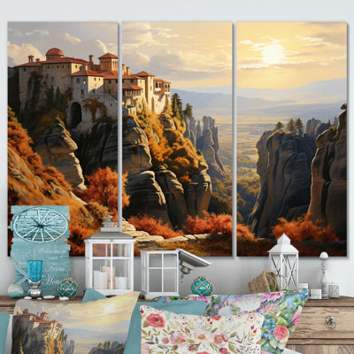 " Greece Meteora Enigma I " 3 Piece Art Mixed Media Print