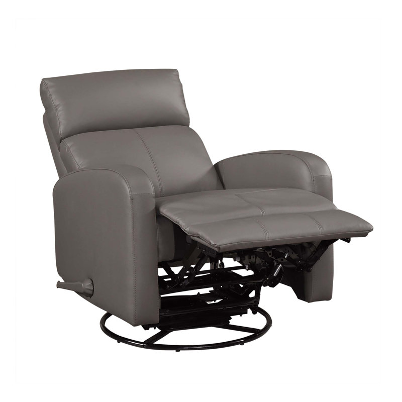 Luxury Mocha Leather Glider Recliner With Swivel, Durable Comfort For Living Room And Nursery Use