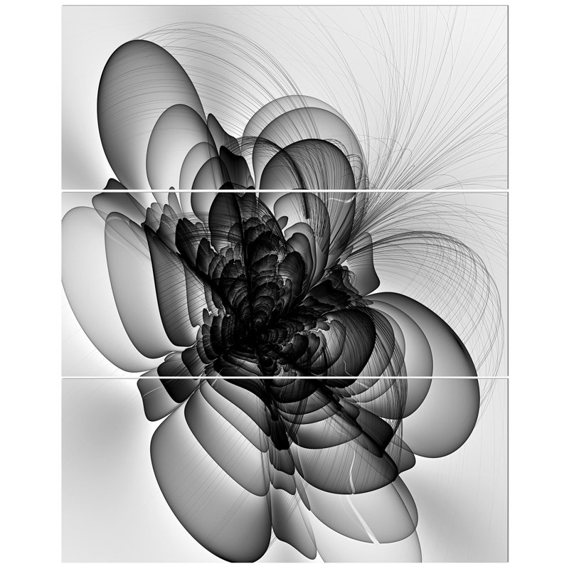 «Black and White 3D Exotic Flower», reproduction d'impression sur toile tendue