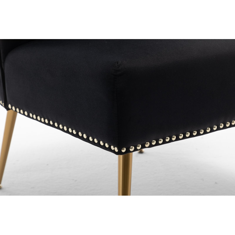 Keertan Velvet Slipper Chair, Black Velvet