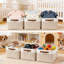 6 paniers de rangement pour placard, bacs de rangement pour tablettes, boîtes de rangement pliables et paniers avec poignées en cuir pour organiser les vêtements, draps, jeans, jouets, livres-867885955