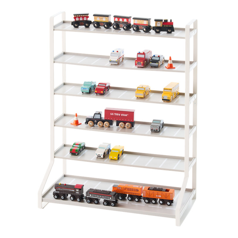 White Steel Kids' Toy Car and Train Storage Display