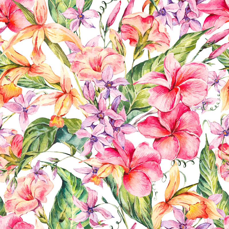 Wyanet Watercolor Floral Pattern by Varvara Kurakina - Wrapped Canvas Print, 30cm H x 30cm W x 3.8cm D