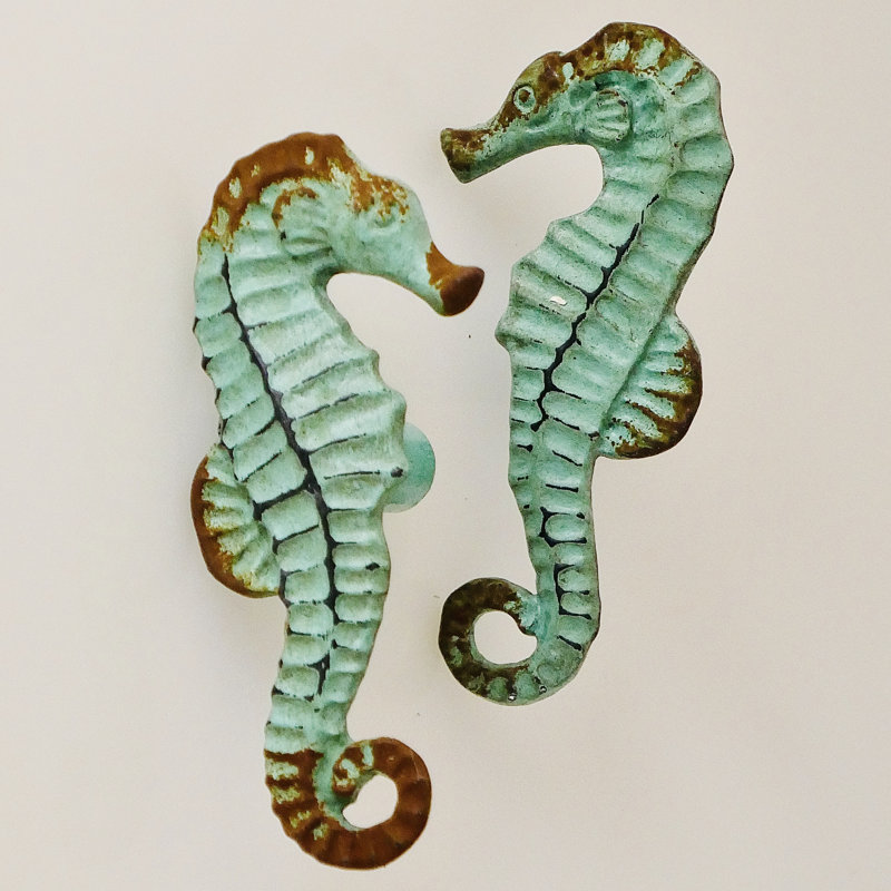 Pair of Vintage Seahorse Knobs ( Mirror Image - Set of 2) 