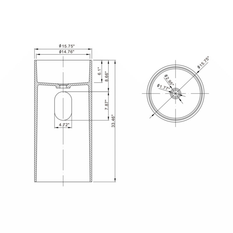 Wenty 15.7'' Resin Circular Bathroom Sink