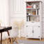 Grande armoire de rangement 72 po avec tiroir et portes de grange, armoire de rangement en bois à 6 niveaux avec tablettes réglables