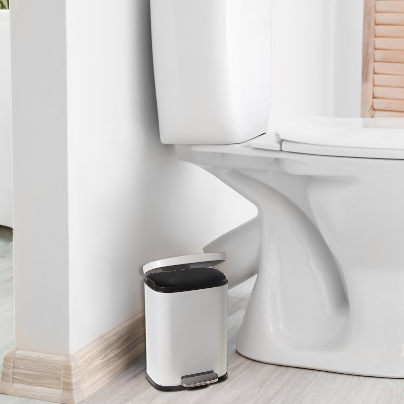 Poubelle rectangulaire en métal 3L, Blanc