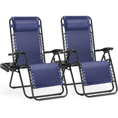 Zero Gravity Chairs, ensemble de 2 chaises longues inclinables portatives pour le camping en plein air avec des porte-gobelets et un coussin réglable