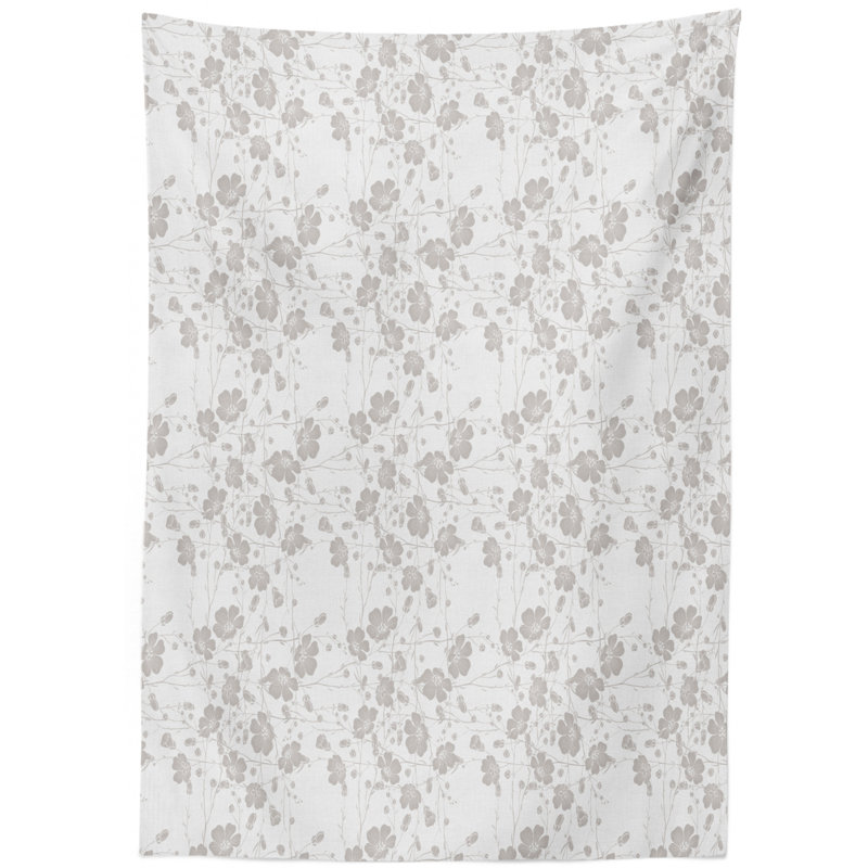 Flower Hand Drawn Tablecloth, 70" L x 52" W