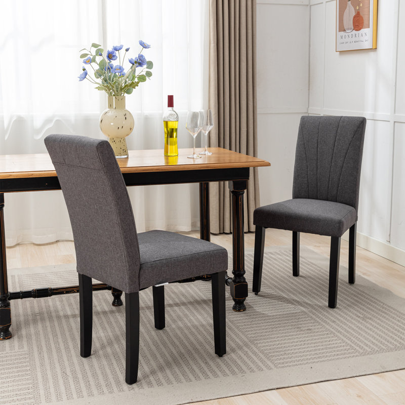 Trischa Upholstered Dining Chairs Set of 6, Parsons Chairs with Solid Wood Legs, Kitchen Accent Side Chairs with High Back and Padded Seat for Kitchen/Living Room/Restaurant