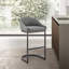 Counter Stool In Black Metal With Grey Faux Leather