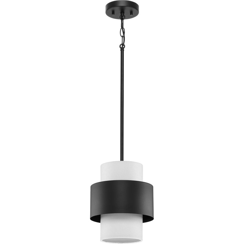 Luminaire suspendu cylindrique à 1 lumière Wathen, Noir mat