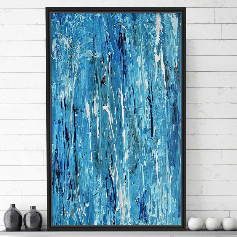 Blue Maze (Vert) - Imprimé, H 33,5 po x l 21,5 po x P 2 po, Cadre flottant noir