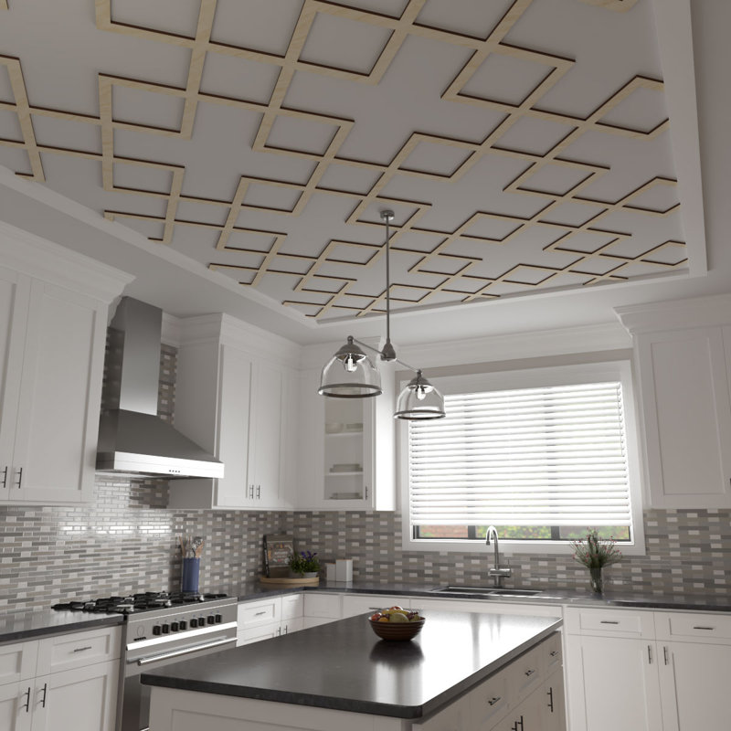 Fowler Decorative Ceiling Fretwork, Birch, 29.87" H x 29.87" W x 0.375" D