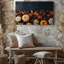 «Canvas A Vibrant Autumnal Flat Lay», art mural Medley de citrouilles de différentes tailles et teintes, y compris une citrouille rayée avec toile-1781317800