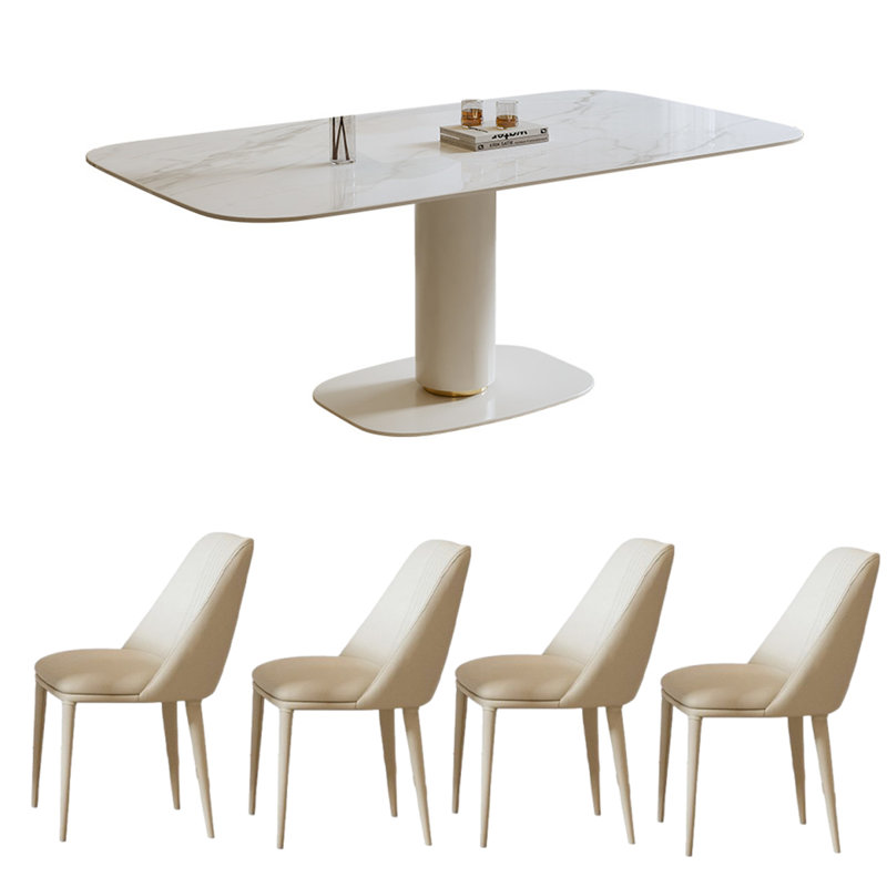 Table de salle à manger Modern, Blanc, H 29,5 po x L 55,1 po x l 31,5 po