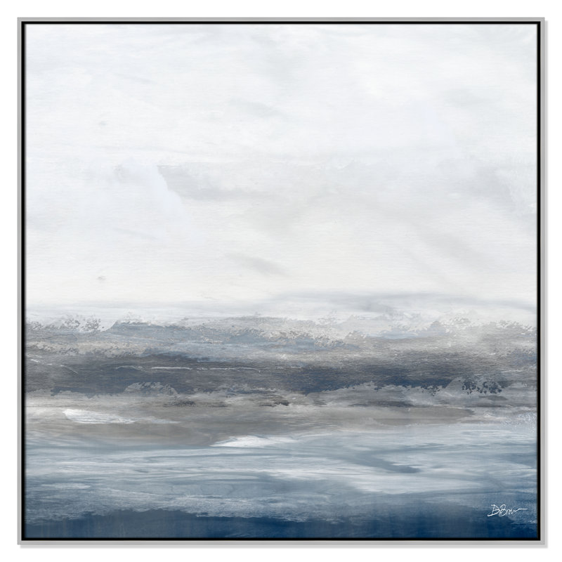 Océan - version carrée par Denise Brown, H 46,5 po x l 46,5 po x P 2 po, Pas de tapis, Encadrement argenté