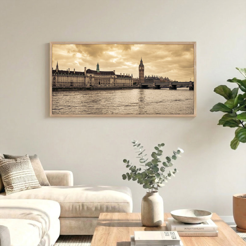 Ensemble de 1 tableau sur toile représentant la ligne d'horizon de Londres, L 40 po x H 20 po, Naturel