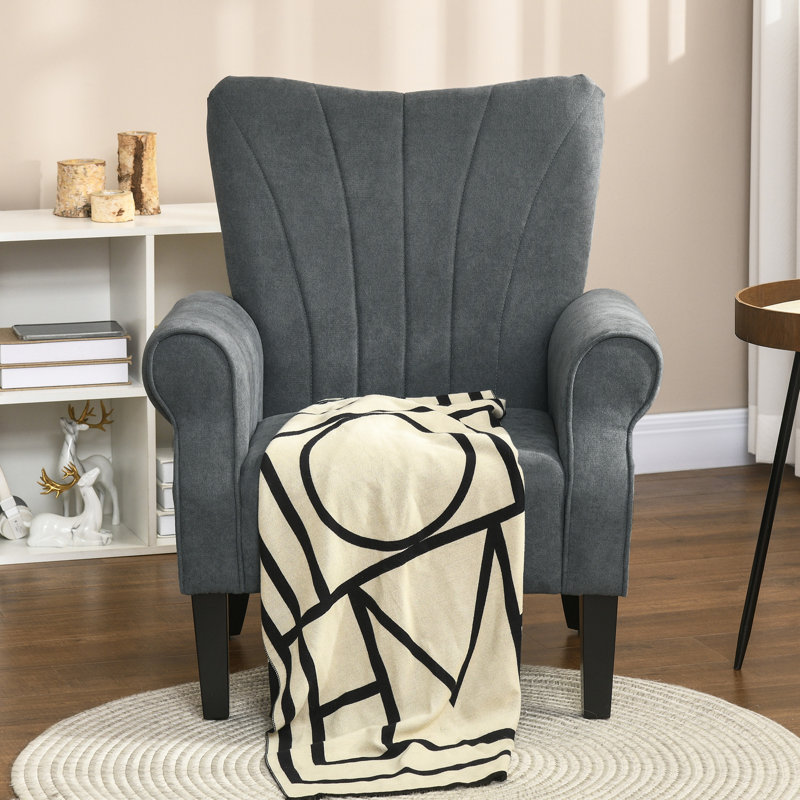 Fauteuil de 31,5 po de largeur, fauteuil d'appoint et pieds de lecture Nahki, Polyester gris foncé