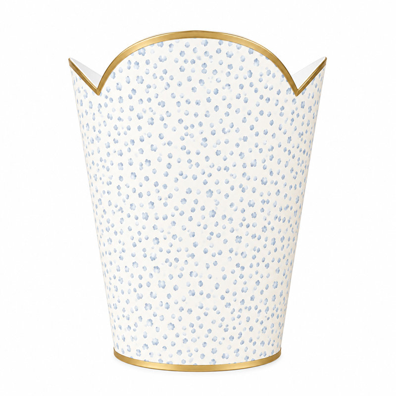 Pale Blue Polka Dot Wastepaper Basket