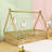 Twin Wooden Tent-Shaped Teepee Floor Bed-882921736