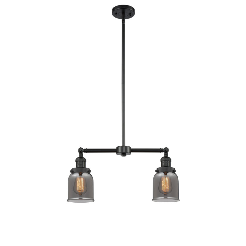 Bell - 2 Light 21" Island Light, Plated Smoked, 6 Watt Vinage LED Bulb, Matte Black