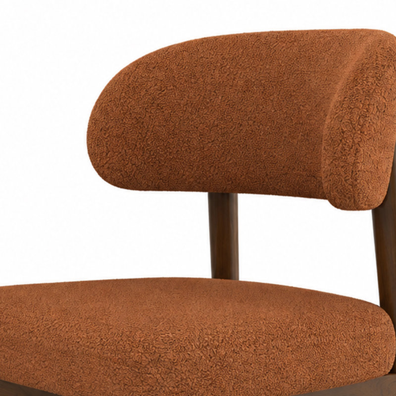 Chaise rembourrée avec dossier courbé et pieds en bois massif, Brun ourson