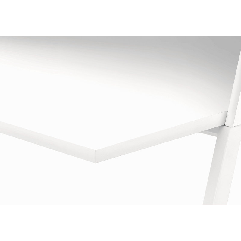 Bureau d'ordinateur, bureau personnel, ordinateur portable, tablettes de rangement, L 48 po, travail, stratifié blanc, métal blanc, contemporain, moderne