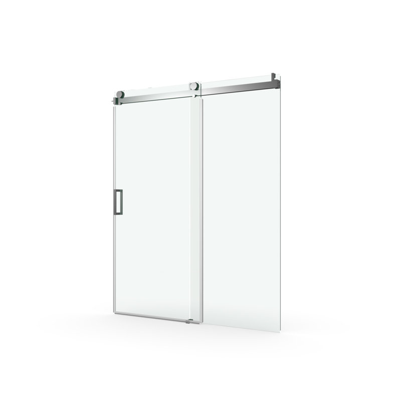 Matte Black Frameless Sliding Shower Door with Tempered Glass