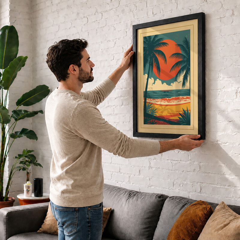 Sunset Diptych Tropical - Print, Oak, A4 - 29.7 x 21.0 cm