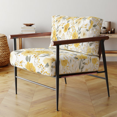 Fauteuil de style champêtre en velours jaune Whisper