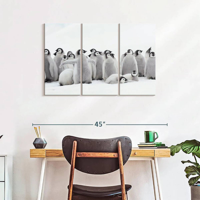 Brampt Young Emperor Penguins, 24" H x 38" W