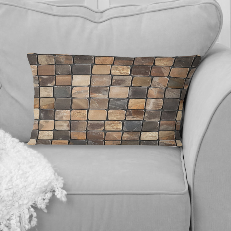 Carreaux de mosaïque brun II - coussin lombaire moderne