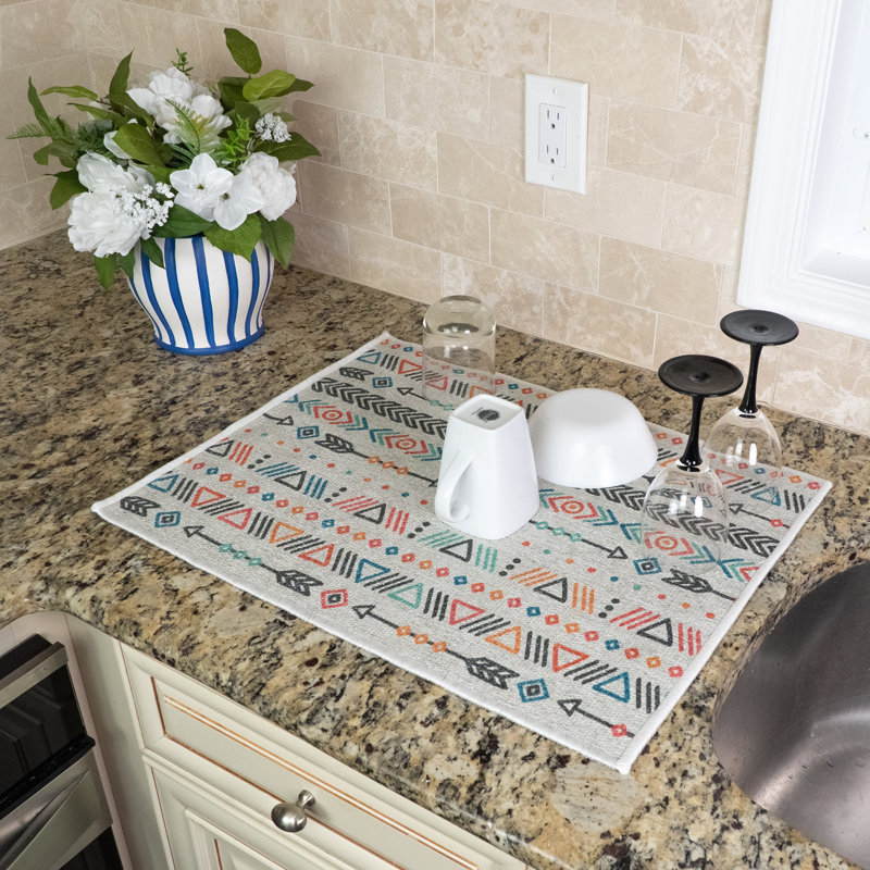 Large Foldable Gray Cotton Dish Drying Mat