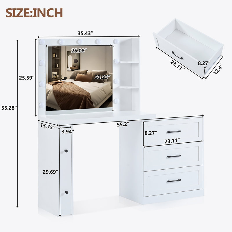 Makeup Vanity Set With Lighted Mirror