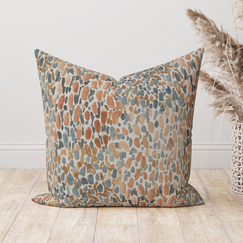 Orange Blue Abstact Dot Print Pillow Cover, 12"H x 19"W, Rectangle