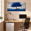 Ensemble de 1 tableau sur toile tendue représentant un paysage d'arbre bleu et de banc-2028762490