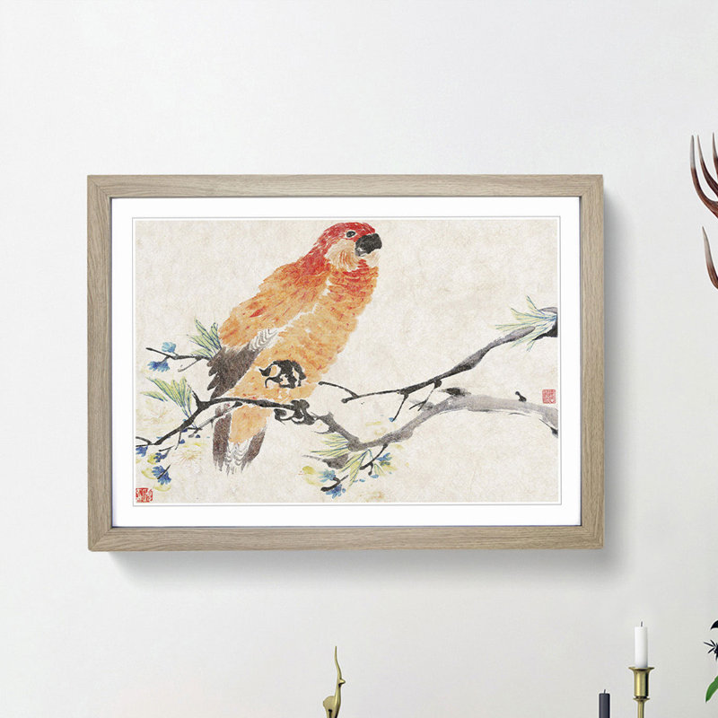 Parrot by Ren Yi - Framed Print, Oak Framed, 27cm H x 36cm W x 2cm D