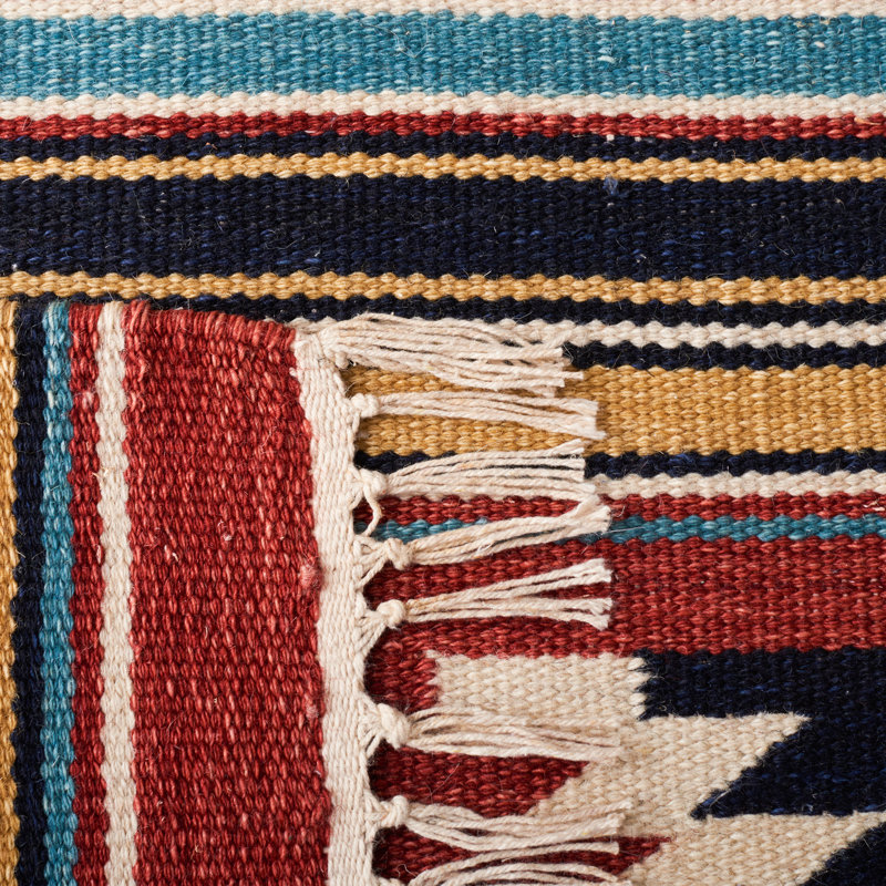 Vannes Flat Weave Wool/Cotton Southwestern Rug in Ivory/Rust, Rectangle 3' x 5'