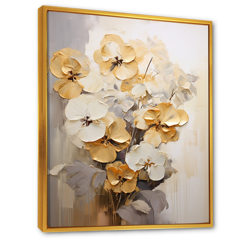 Minimalisme Pansy Radiance Bouquet I, Cadre flottant doré, H 32 po x l 24 po x P 1 po