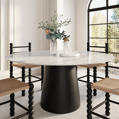 Ensemble table et chaises de cuisine moderne ronde sur pied central