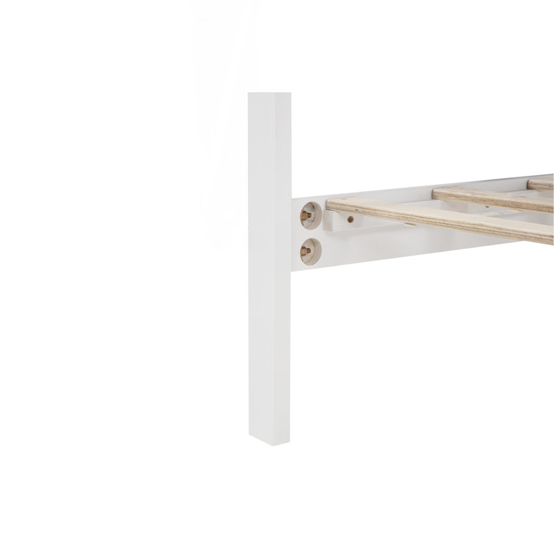 Très grand lit avec tête et pied de lit à grand panneau, lumières DEL intégrées, station de charge USB, lit en bois de pin avec cadre de lit renforcé, blanc