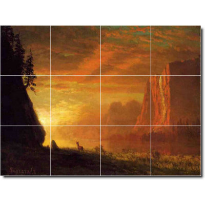 17" x 12.75" Ceramic Painting Decorative Mural Tile 4.25" x 4.25"