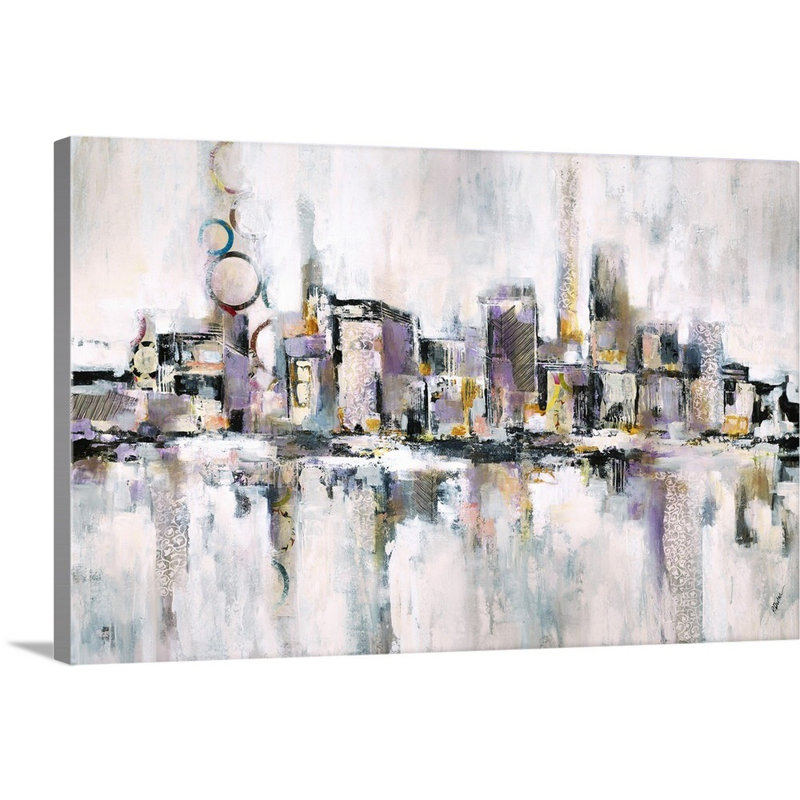 « travers the city », peinture sur toile, Toile tendue, H 20 po x l 30 po x P 1,25 po