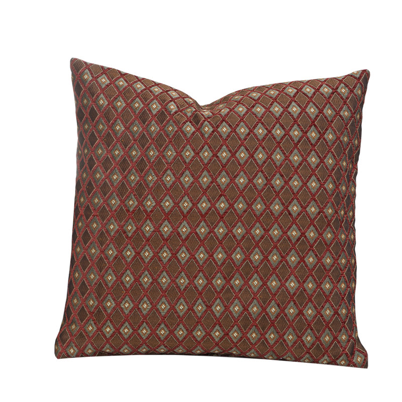 Small Gold and Brown Embroidered Square Decorative Pillow