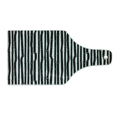Ambesonne Tropical Tempered Glass Cutting Board Black White Tree Minimal White and Black